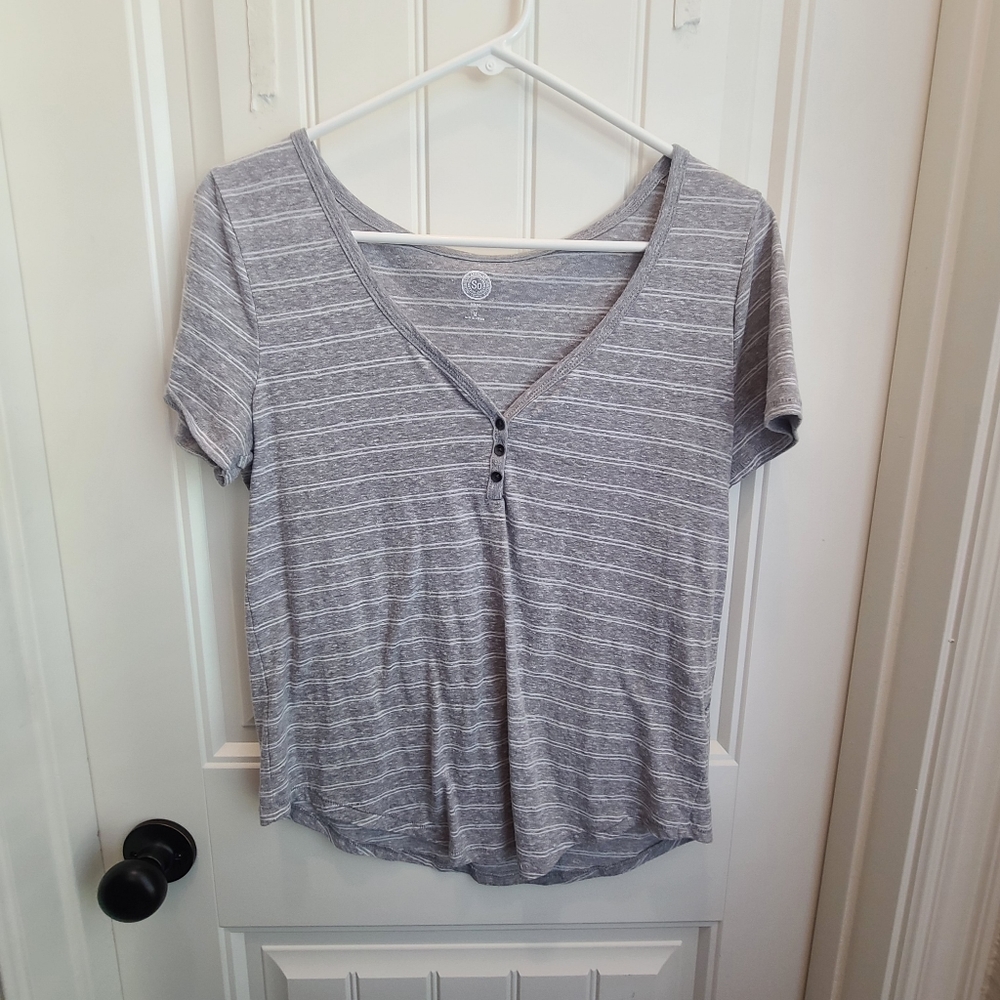 Striped button top